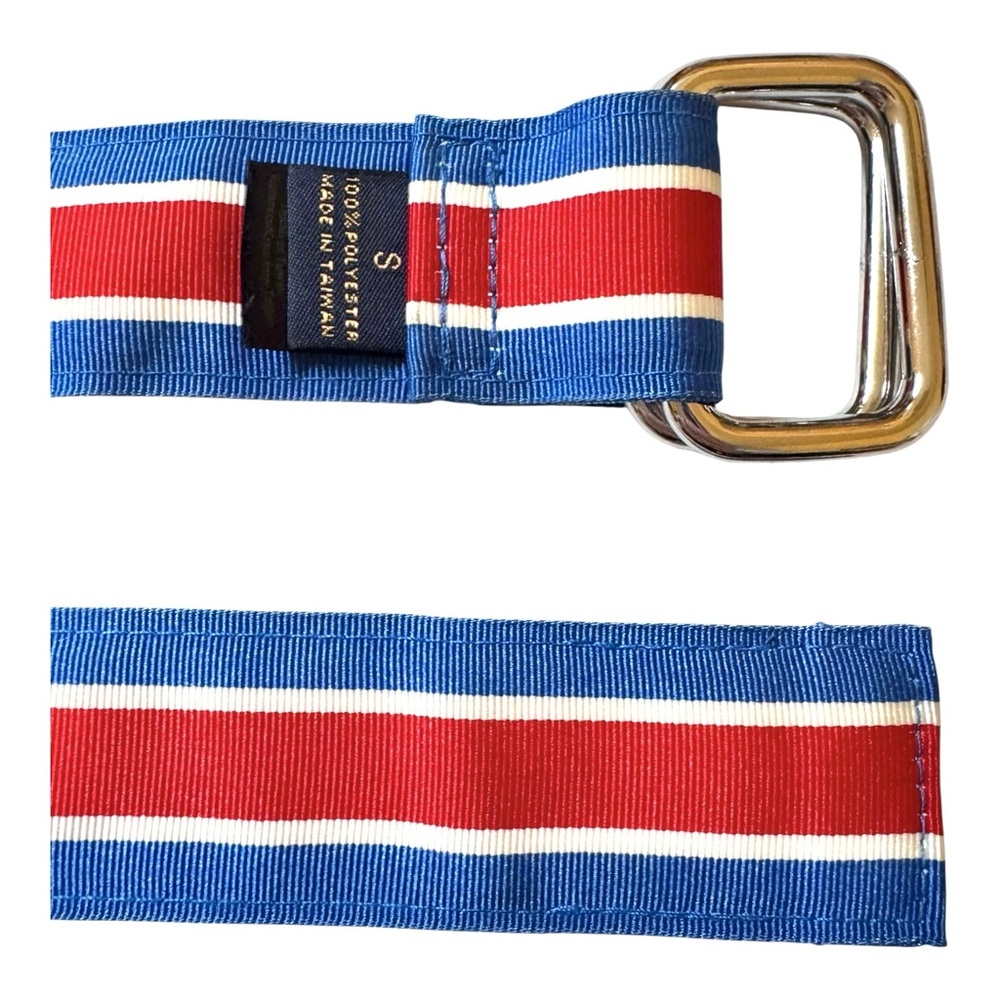 Brooks Brothers Classic Striped Ribbon Belt in Red, White and Blue, Menโs Small - Picture 3 of 8